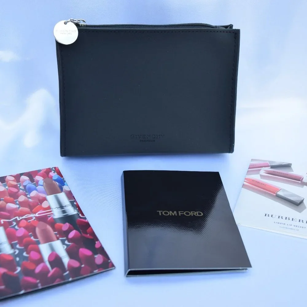 Givenchy Cosmetic Pouch Gift Set-Burberry,Tom Ford&MAC Lipstick Samples-4pc-NEW